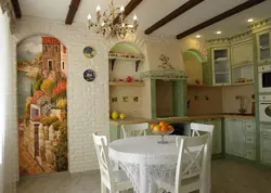 Wallpaper for kitchen in Provence style photo