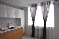 Curtains for a gray kitchen photo