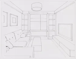 Living Room Interior Pencil Drawing