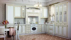 Фота кухняў класіка белая з золатам