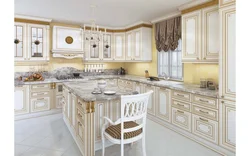 Фото кухонь классика белая с золотом