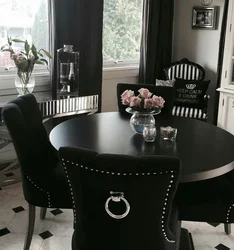 Black chairs in the kitchen photo