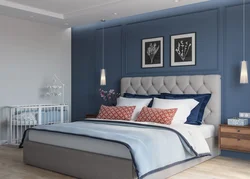 Blue gray bedroom interior