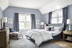 Blue Gray Bedroom Interior