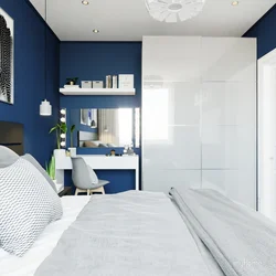 Сине серый интерьер спальни