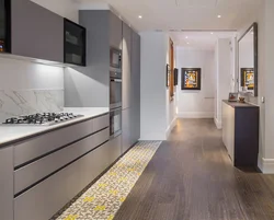 Porcelain tiles in a small kitchen photo