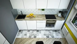 Porcelain tiles in a small kitchen photo