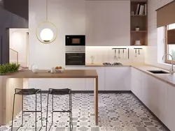 Porcelain tiles in a small kitchen photo