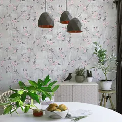 Washable non-woven wallpaper for the kitchen for a small kitchen photo