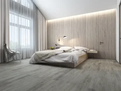 Laminate flooring in the bedroom interior photo