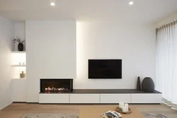 Bio fireplace in the living room with TV photo