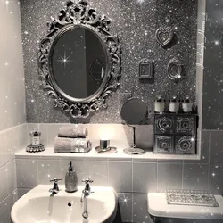 Silver bathroom interior