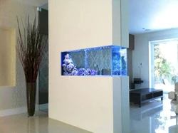 Aquarium partition in the interior of the apartment photo