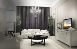 White wallpaper in the living room interior photo