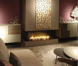 Bio-fireplace in the living room interior
