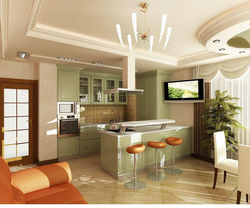 Interior design studio room with kitchen