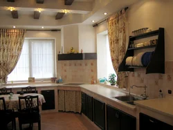 Kitchen design in a house with two windows photo