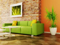 Yellow-green living room interior