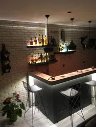 Bar counters in the interior of a kitchen in loft style