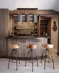 Bar counters in the interior of a kitchen in loft style