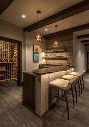 Bar counters in the interior of a kitchen in loft style