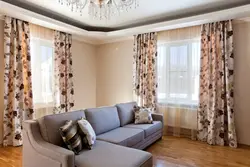 Curtains in the living room for wallpaper with flowers photo