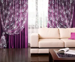 Curtains in the living room for wallpaper with flowers photo