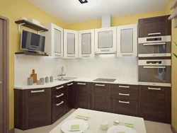 Corner brown kitchens design