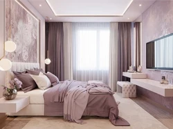 Bedroom design in pink and beige tones