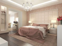 Bedroom design in pink and beige tones