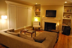 Living room interior in the evening