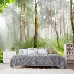 Шпалеры лес дызайн спальні