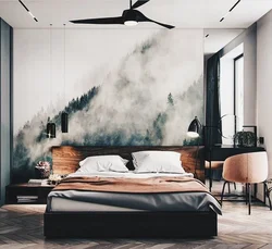 Wallpaper forest bedroom design