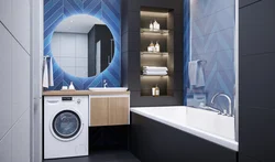Bath design with a cabinet for a washing machine