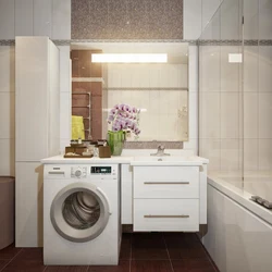 Bath design with a cabinet for a washing machine