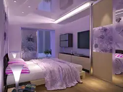 Bedroom design in lilac colors
