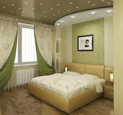 Бежево зеленая спальня фото