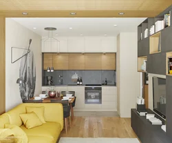 Apartment design with walk-through kitchen living room