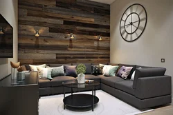 Wood and white color in the living room interior