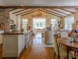 Living room kitchen design in a country house