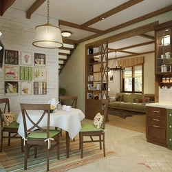 Living room kitchen design in a country house