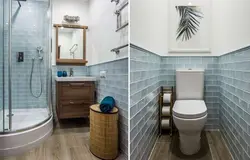 Interior of a small toilet in an apartment separate from the bathtub in a panel