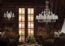 Living room interior wallpaper chandeliers