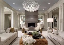 Living room interior wallpaper chandeliers