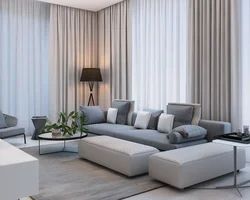 Curtains for the living room in a modern style gray photo