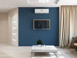 Синяя стена в гостиной дизайн