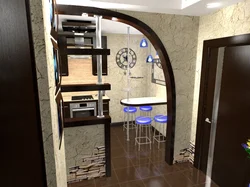 Photo Of A Kitchen In The Hallway In A One-Room Apartment