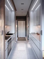 Photo of a kitchen in the hallway in a one-room apartment
