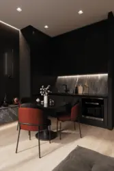 Living Room Design With Black Kitchen