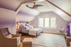 Attic design with gable roof bedroom
